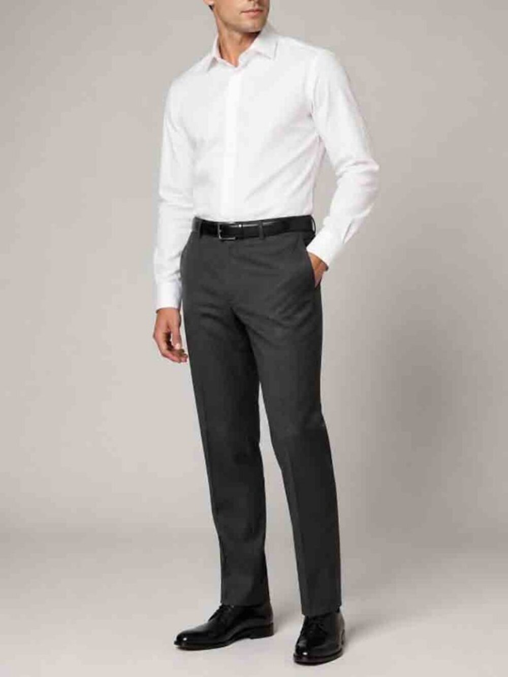 NWT Jos A Bank Gray Wool Garbardine Dress Pants Flat Fron ACTUAL Size 31 X 31